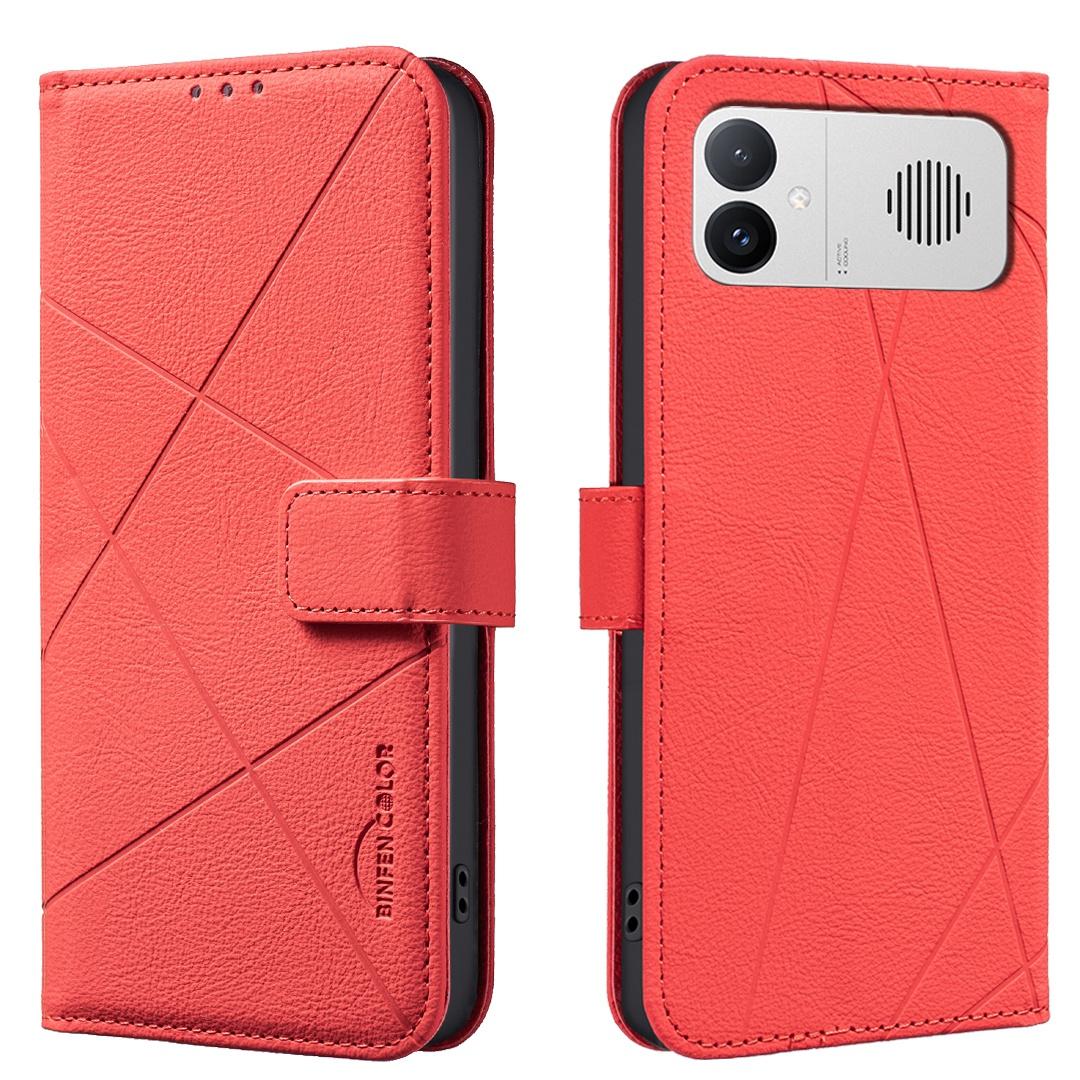 For Redmi K90 Max 5G Geometric Pattern RFID Leather Phone Case - Red - EDA007878841D