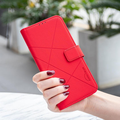 For Redmi K90 Max 5G Geometric Pattern RFID Leather Phone Case - Red - EDA007878841D