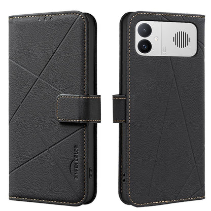 For Redmi K90 Max 5G Geometric Pattern RFID Leather Phone Case - Black - EDA007878841E