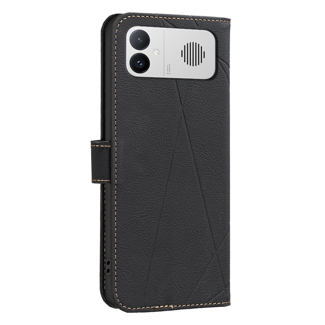 For Redmi K90 Max 5G Geometric Pattern RFID Leather Phone Case - Black - EDA007878841E