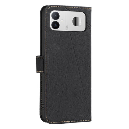 For Redmi K90 Max 5G Geometric Pattern RFID Leather Phone Case - Black - EDA007878841E