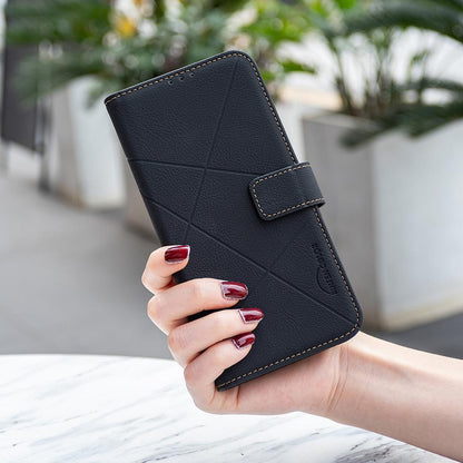 For Redmi K90 Max 5G Geometric Pattern RFID Leather Phone Case - Black - EDA007878841E