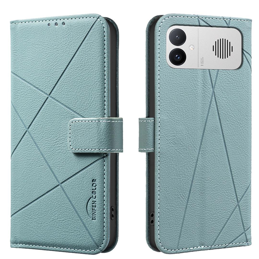 For Redmi K90 Max 5G Geometric Pattern RFID Leather Phone Case - Green - EDA007878841F