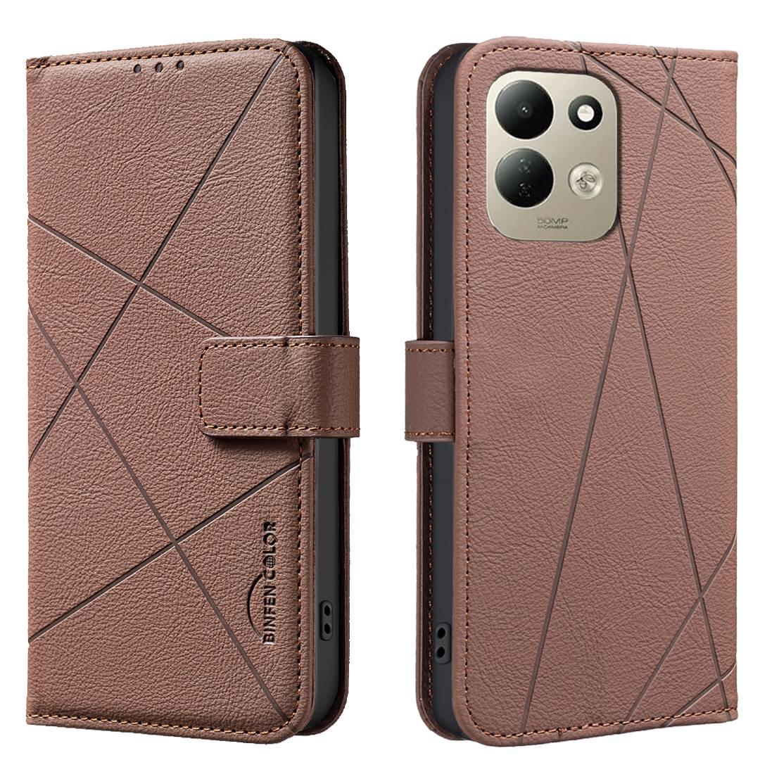 For Redmi 17 5G / 4G Global 170mm Geometric Pattern RFID Leather Phone Case(Brown)