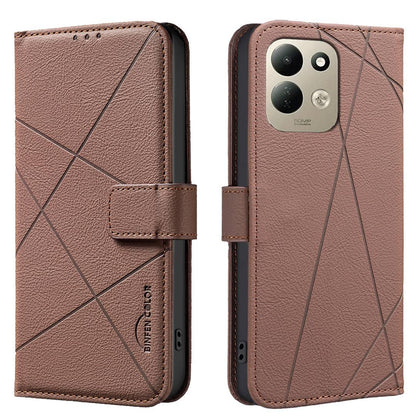 For Redmi 17 5G / 4G Global 170mm Geometric Pattern RFID Leather Phone Case(Brown)