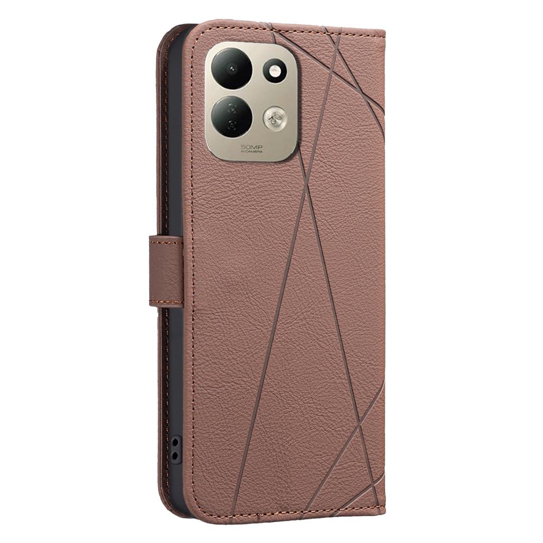 For Redmi 17 5G / 4G Global 170mm Geometric Pattern RFID Leather Phone Case(Brown)