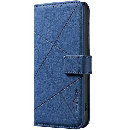 For Redmi 17 5G / 4G Global 170mm Geometric Pattern RFID Leather Phone Case(Blue)