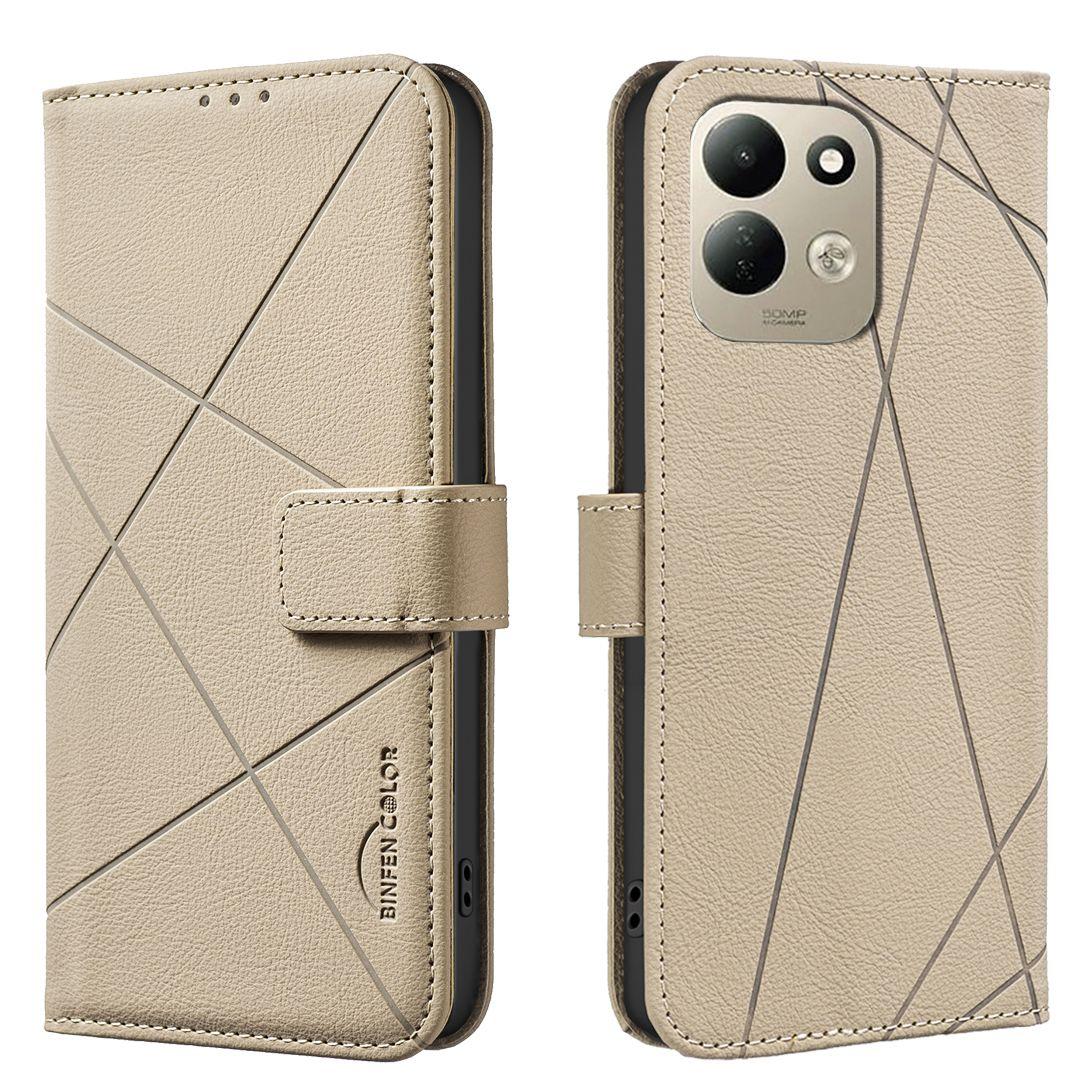 For Redmi 17 5G / 4G Global 170mm Geometric Pattern RFID Leather Phone Case(Beige)