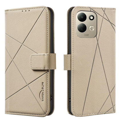 For Redmi 17 5G / 4G Global 170mm Geometric Pattern RFID Leather Phone Case(Beige)