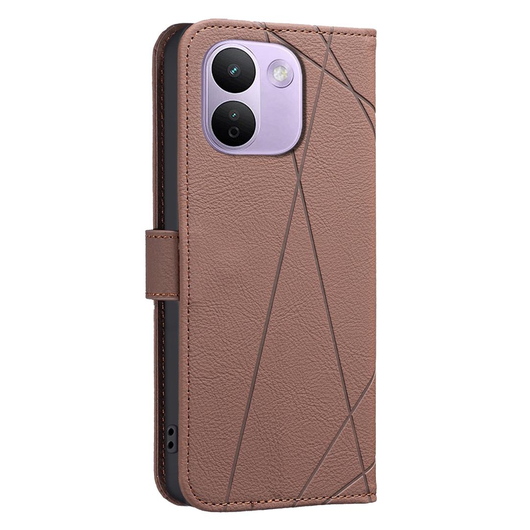 For Redmi Note 17 Pro+ 5G Global 163.4mm Geometric Pattern RFID Leather Phone Case - Brown - EDA007878843A