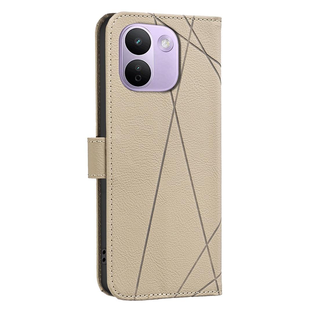 For Redmi Note 17 Pro+ 5G Global 163.4mm Geometric Pattern RFID Leather Phone Case - Beige - EDA007878843C