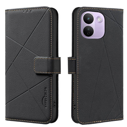 For Redmi Note 17 Pro+ 5G Global 163.4mm Geometric Pattern RFID Leather Phone Case - Black - EDA007878843E