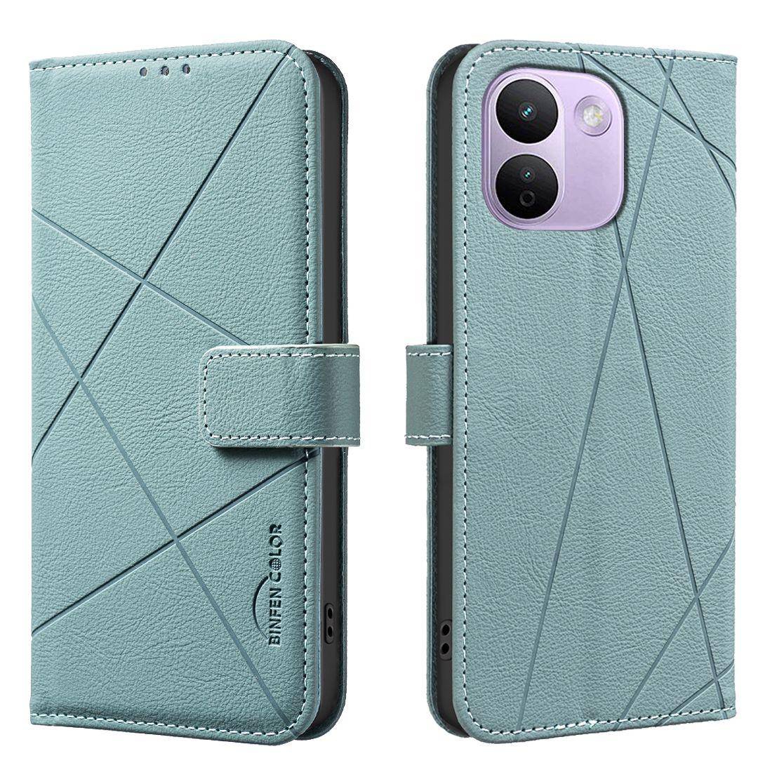 For Redmi Note 17 Pro+ 5G Global 163.4mm Geometric Pattern RFID Leather Phone Case - Green - EDA007878843F