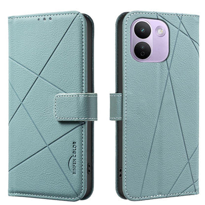 For Redmi Note 17 Pro+ 5G Global 163.4mm Geometric Pattern RFID Leather Phone Case - Green - EDA007878843F