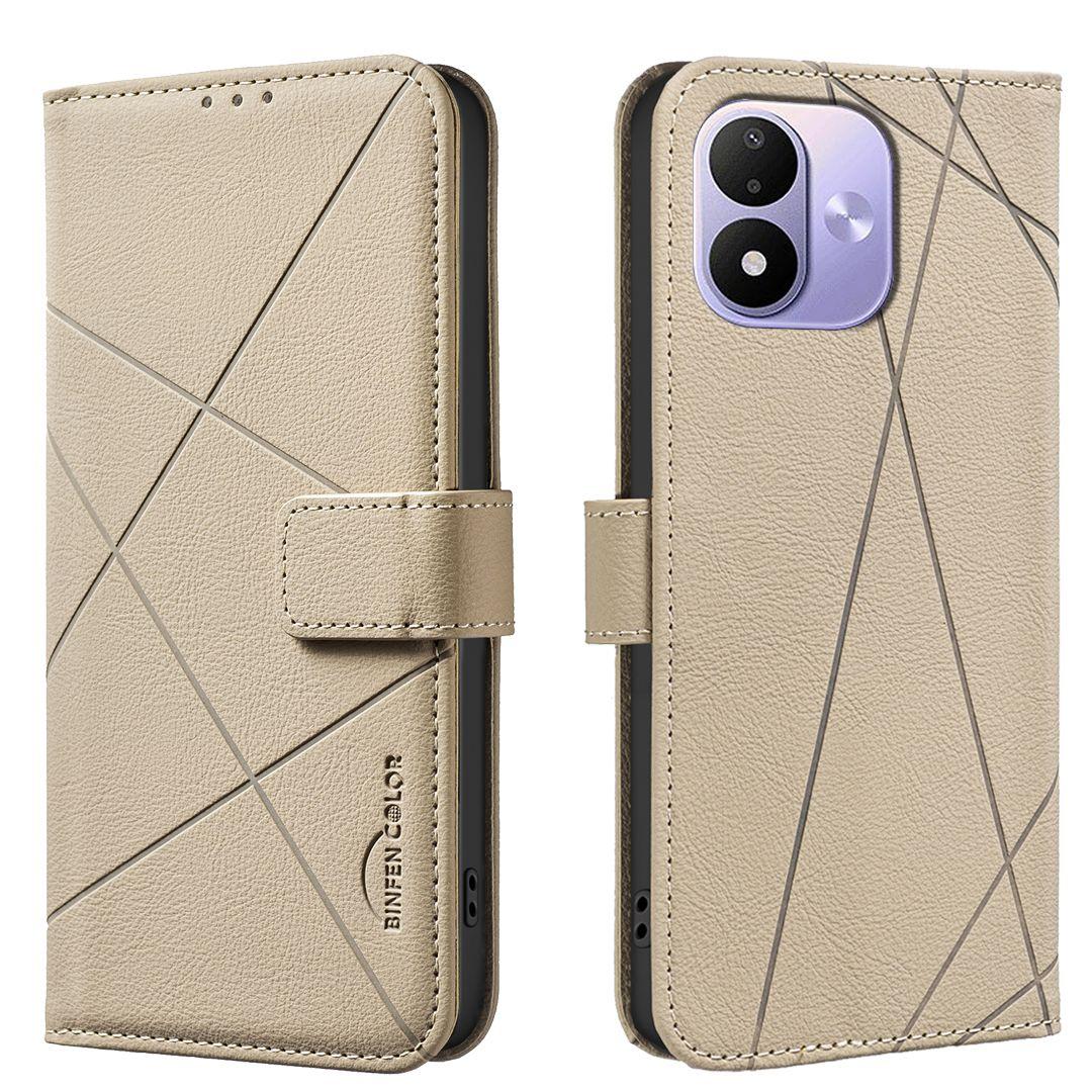For Redmi Note 17 4G Global 171mm Geometric Pattern RFID Leather Phone Case(Beige)