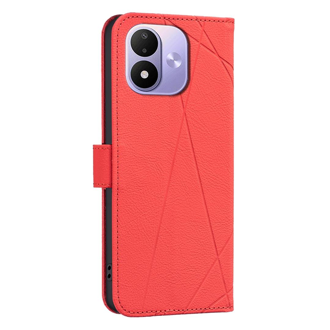 For Redmi Note 17 4G Global 171mm Geometric Pattern RFID Leather Phone Case(Red)