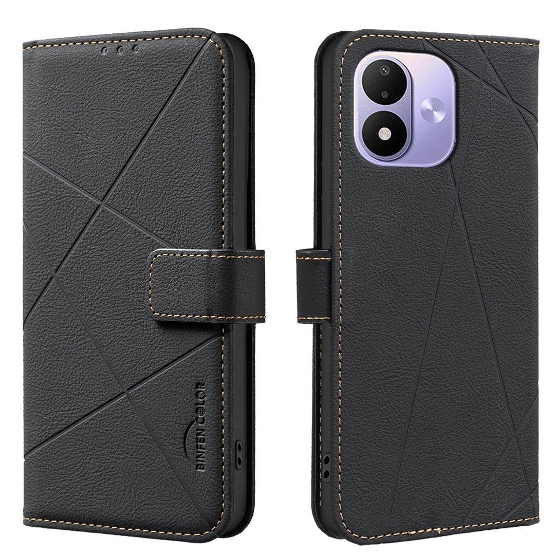 For Redmi Note 17 4G Global 171mm Geometric Pattern RFID Leather Phone Case(Black)