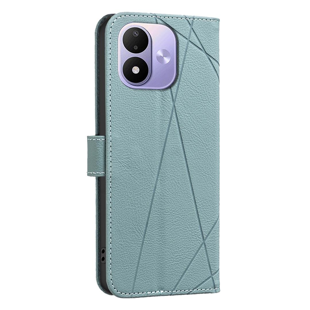 For Redmi Note 17 4G Global 171mm Geometric Pattern RFID Leather Phone Case(Green)