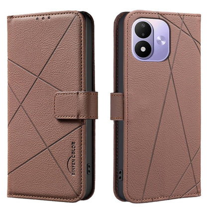 For Redmi Note 17 Pro 5G Global 163mm Geometric Pattern RFID Leather Phone Case(Brown)