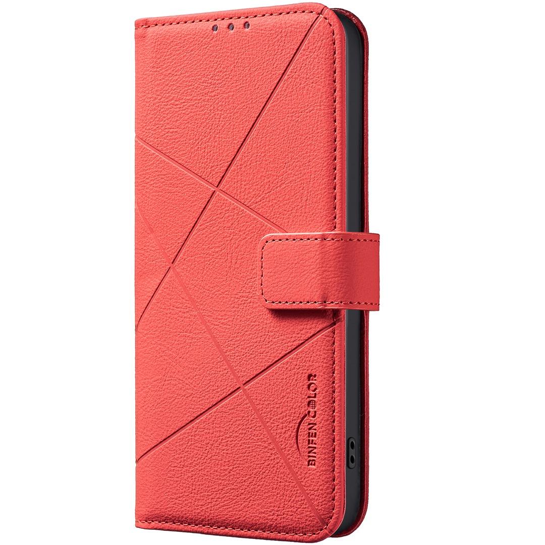 For Redmi Note 17 Pro 5G Global 163mm Geometric Pattern RFID Leather Phone Case(Red)