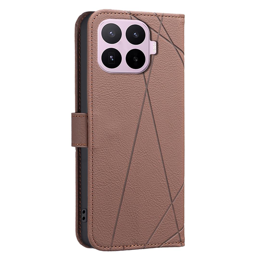 For Xiaomi 17T 5G Geometric Pattern RFID Leather Phone Case - Brown - EDA007878916A