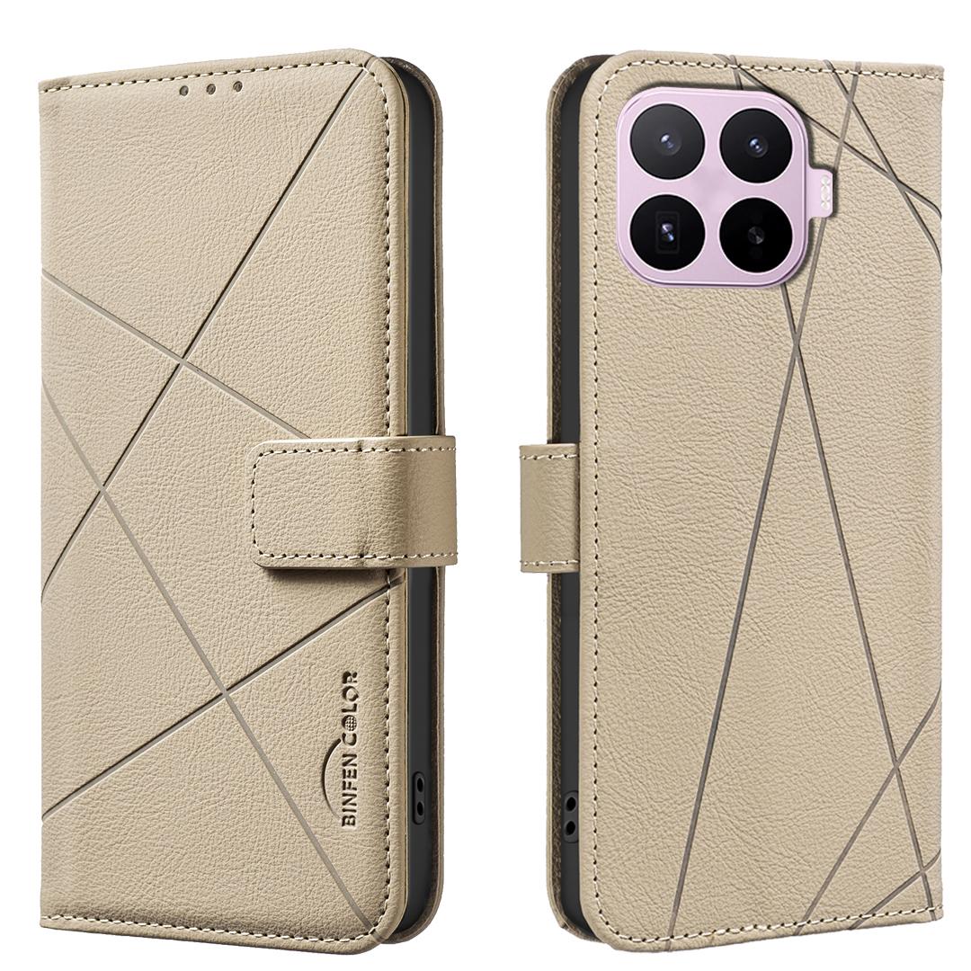 For Xiaomi 17T 5G Geometric Pattern RFID Leather Phone Case - Beige - EDA007878916C
