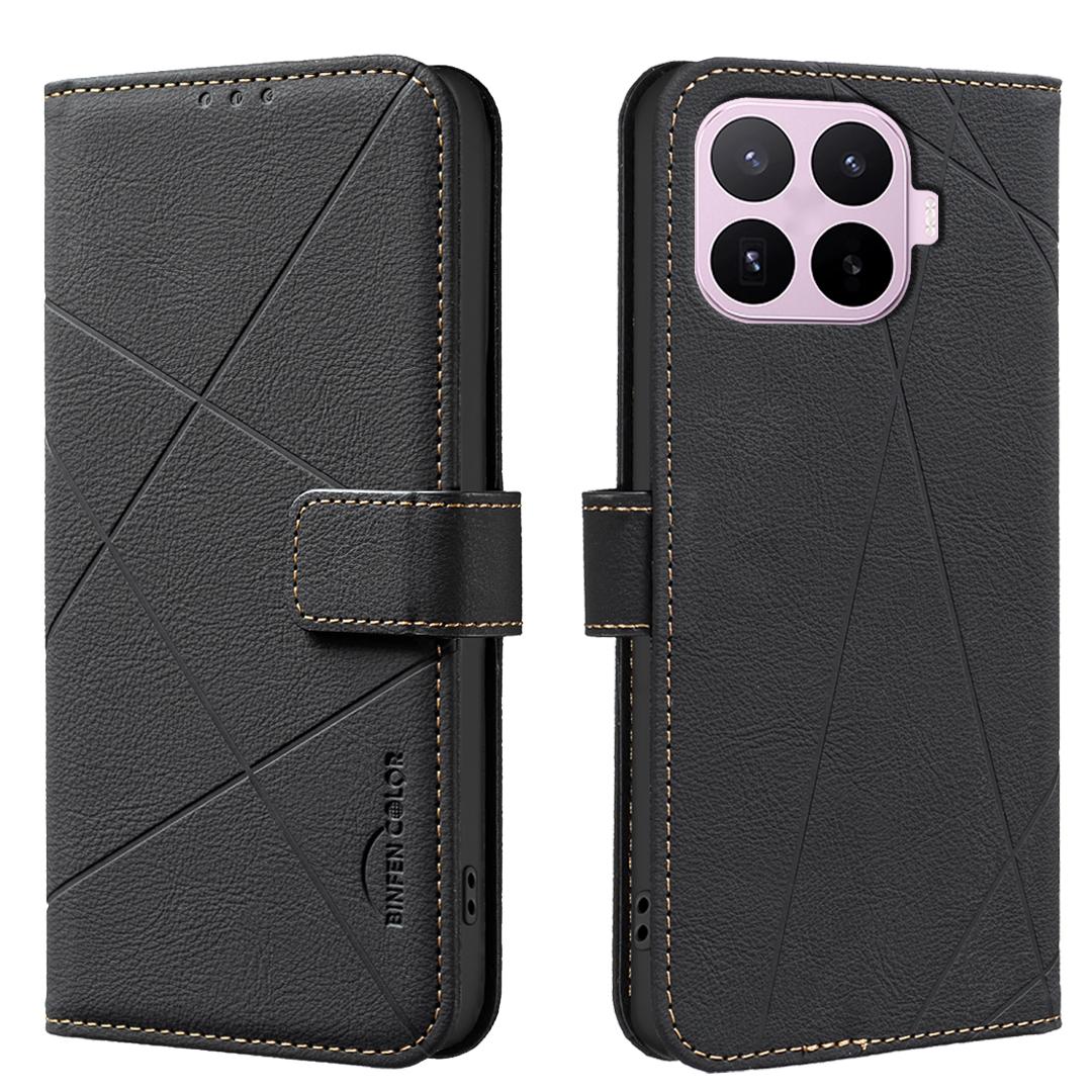 For Xiaomi 17T 5G Geometric Pattern RFID Leather Phone Case - Black - EDA007878916E