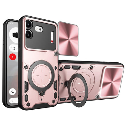 For Nothing Phone 4b CD Texture Sliding Camshield Magnetic Holder Phone Case(Pink)