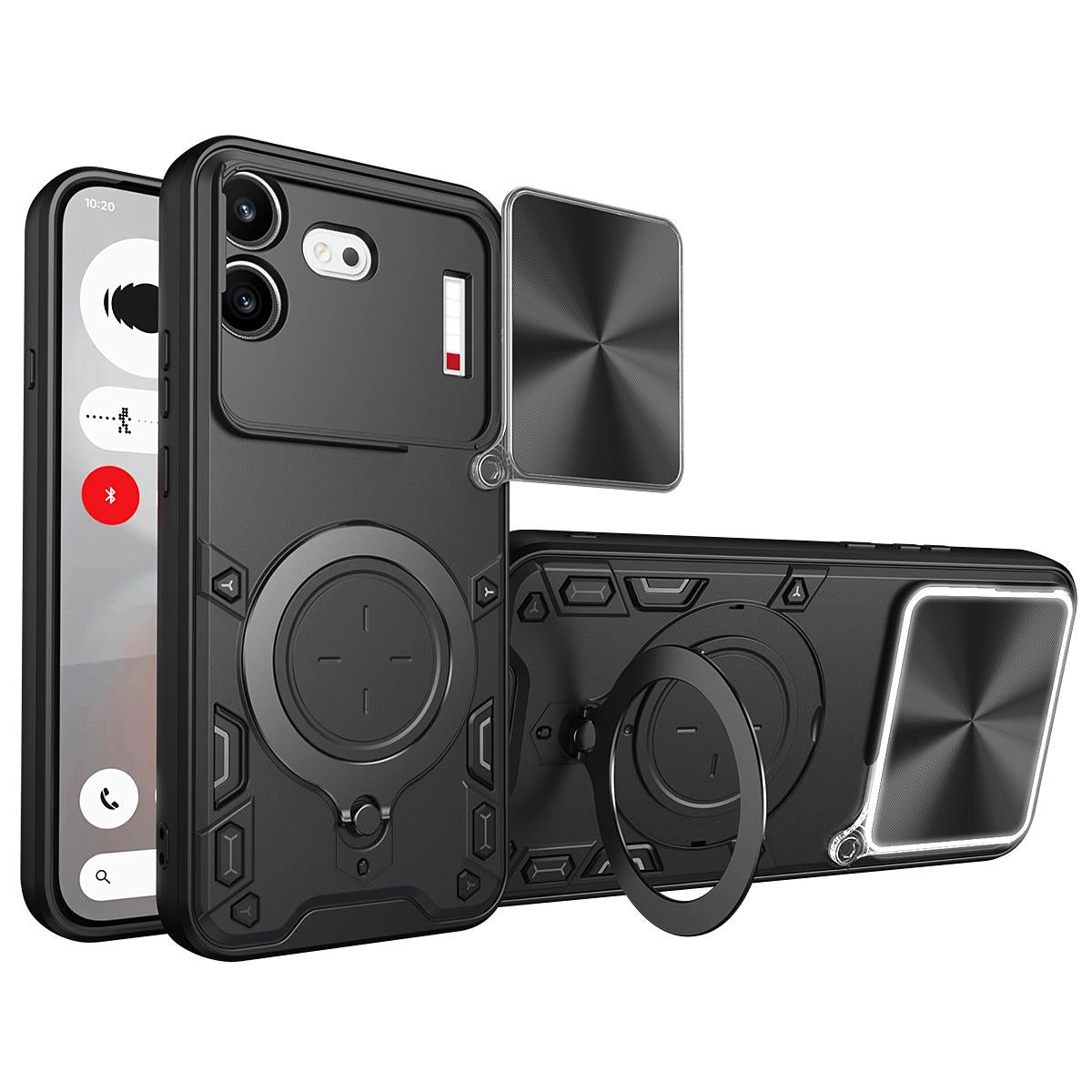 For Nothing Phone 4b CD Texture Sliding Camshield Magnetic Holder Phone Case(Black)