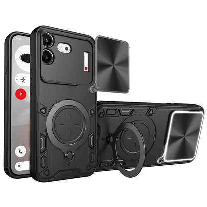 For Nothing Phone 4b CD Texture Sliding Camshield Magnetic Holder Phone Case(Black)