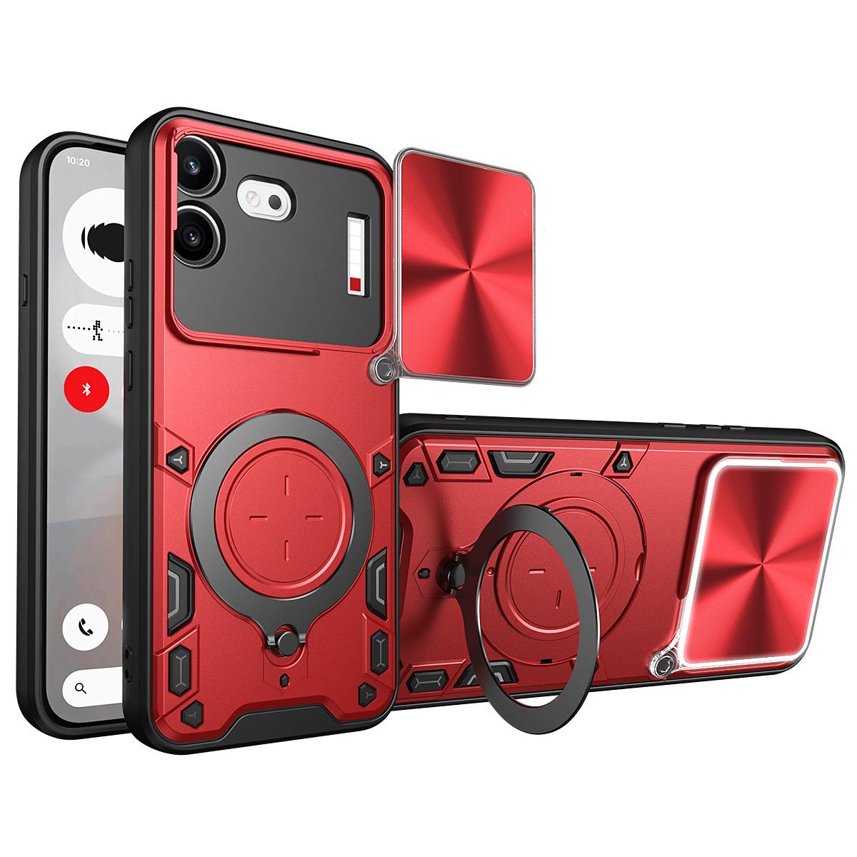 For Nothing Phone 4b CD Texture Sliding Camshield Magnetic Holder Phone Case(Red)