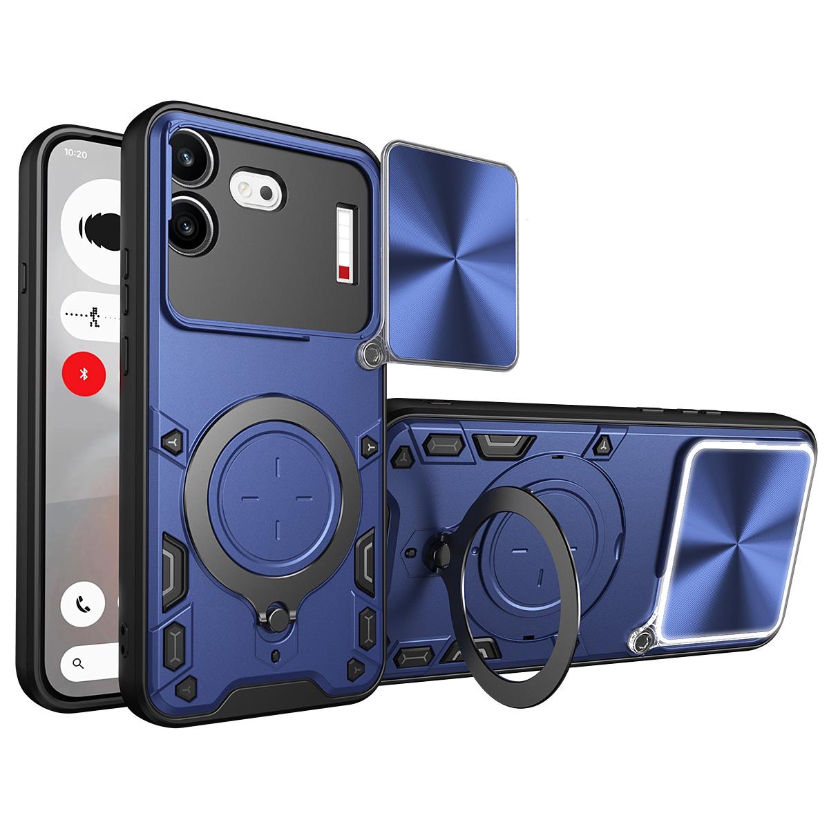 For Nothing Phone 4b CD Texture Sliding Camshield Magnetic Holder Phone Case(Blue)