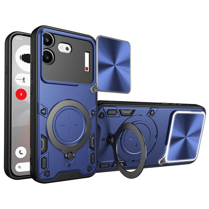 For Nothing Phone 4b CD Texture Sliding Camshield Magnetic Holder Phone Case(Blue)