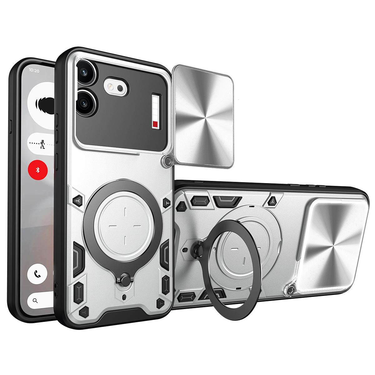 For Nothing Phone 4b CD Texture Sliding Camshield Magnetic Holder Phone Case(Silver)