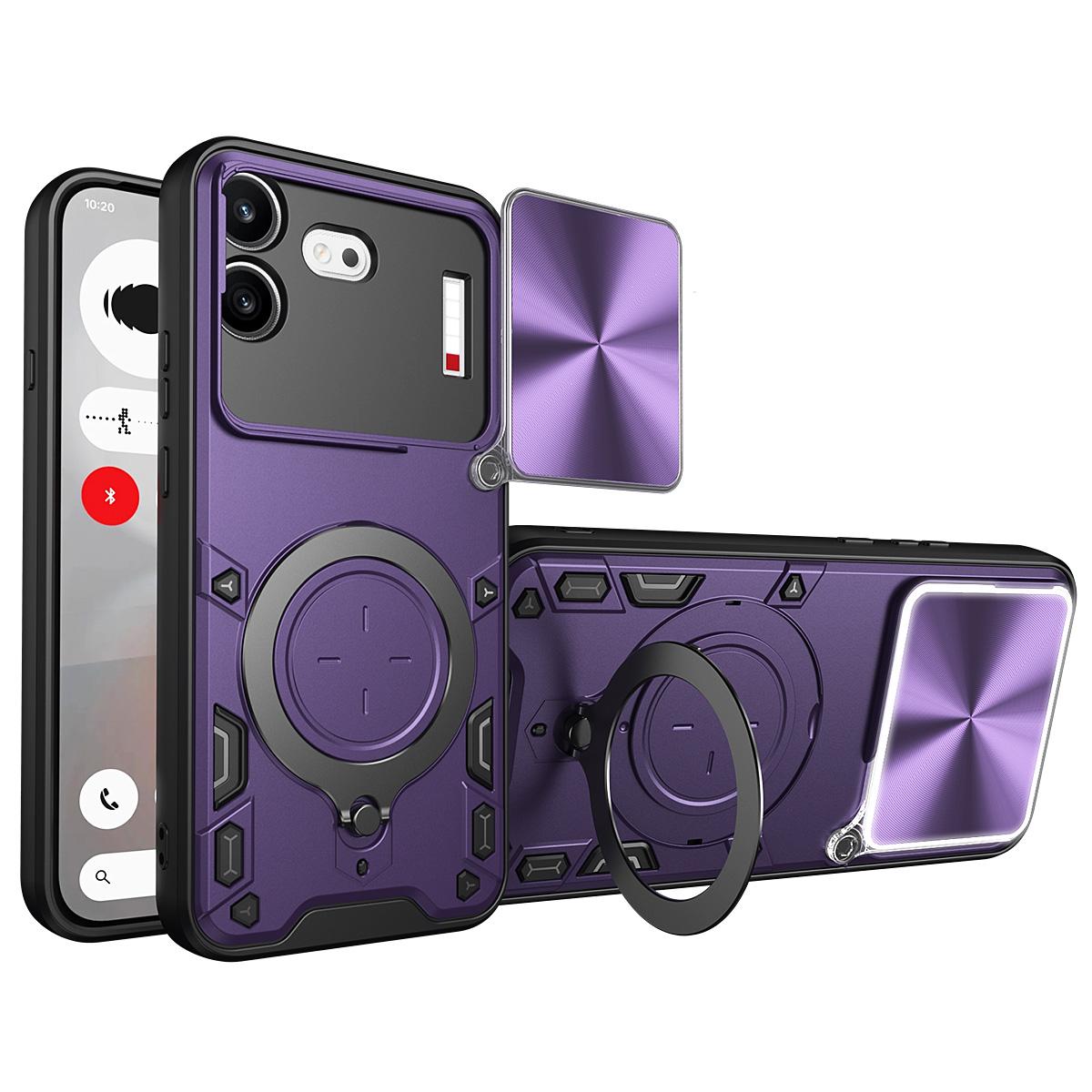 For Nothing Phone 4b CD Texture Sliding Camshield Magnetic Holder Phone Case(Purple)