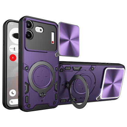 For Nothing Phone 4b CD Texture Sliding Camshield Magnetic Holder Phone Case(Purple)