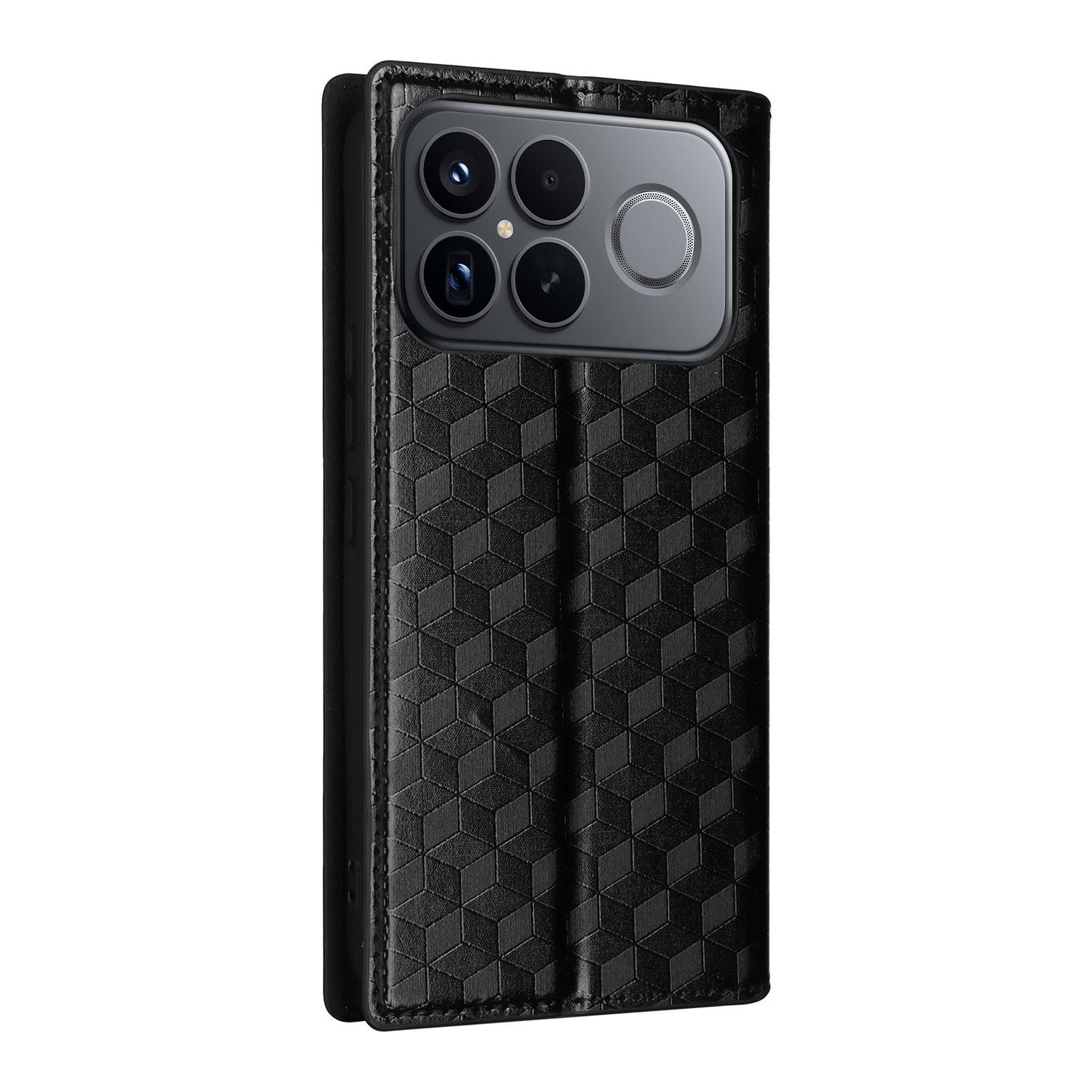For Redmi K90 Pro Max 5G / Poco F8 Ultra Cubic Grid Texture Flip Leather Phone Case(Black)