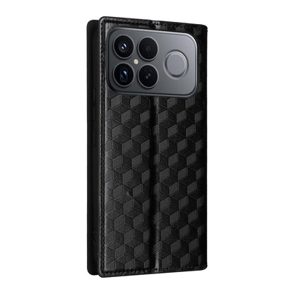 For Redmi K90 Pro Max 5G / Poco F8 Ultra Cubic Grid Texture Flip Leather Phone Case(Black)