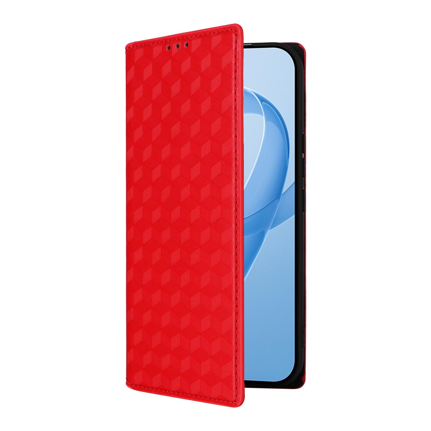 For Redmi K90 Pro Max 5G / Poco F8 Ultra Cubic Grid Texture Flip Leather Phone Case(Red)