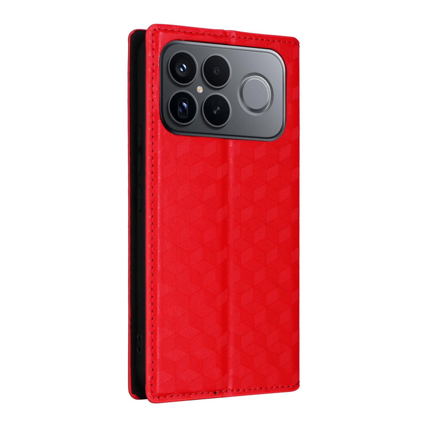 For Redmi K90 Pro Max 5G / Poco F8 Ultra Cubic Grid Texture Flip Leather Phone Case(Red)