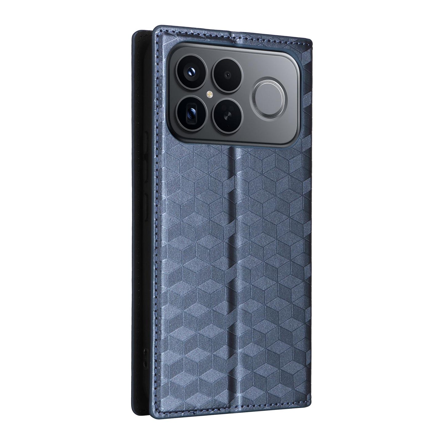 For Redmi K90 Pro Max 5G / Poco F8 Ultra Cubic Grid Texture Flip Leather Phone Case(Blue)