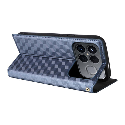For Redmi K90 Pro Max 5G / Poco F8 Ultra Cubic Grid Texture Flip Leather Phone Case(Blue)