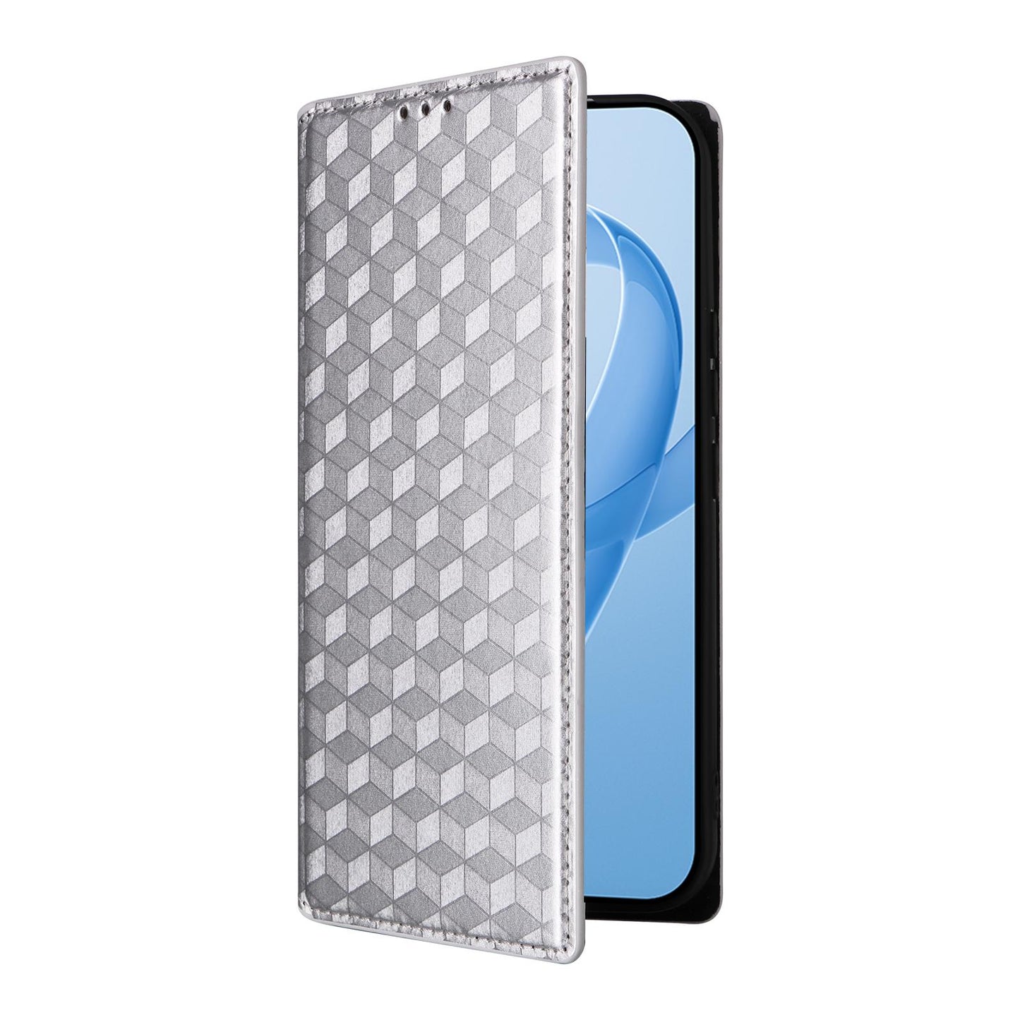 For Redmi K90 Pro Max 5G / Poco F8 Ultra Cubic Grid Texture Flip Leather Phone Case(Silver)