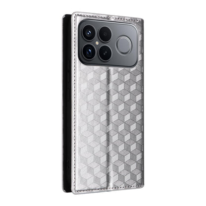 For Redmi K90 Pro Max 5G / Poco F8 Ultra Cubic Grid Texture Flip Leather Phone Case(Silver)