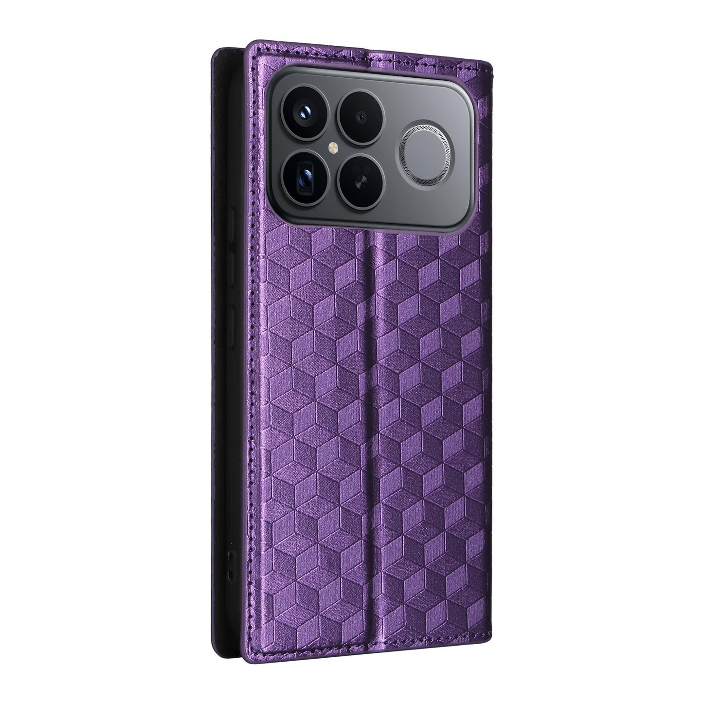 For Redmi K90 Pro Max 5G / Poco F8 Ultra Cubic Grid Texture Flip Leather Phone Case(Purple)