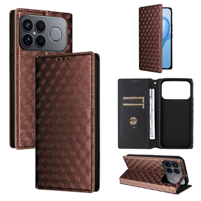 For Redmi K90 Pro Max 5G / Poco F8 Ultra Cubic Grid Texture Flip Leather Phone Case(Brown)