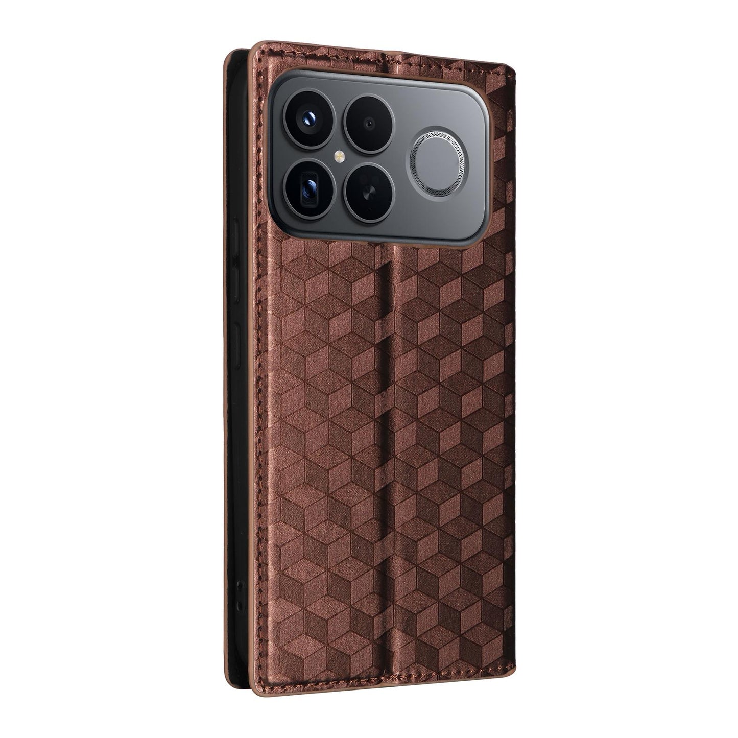 For Redmi K90 Pro Max 5G / Poco F8 Ultra Cubic Grid Texture Flip Leather Phone Case(Brown)