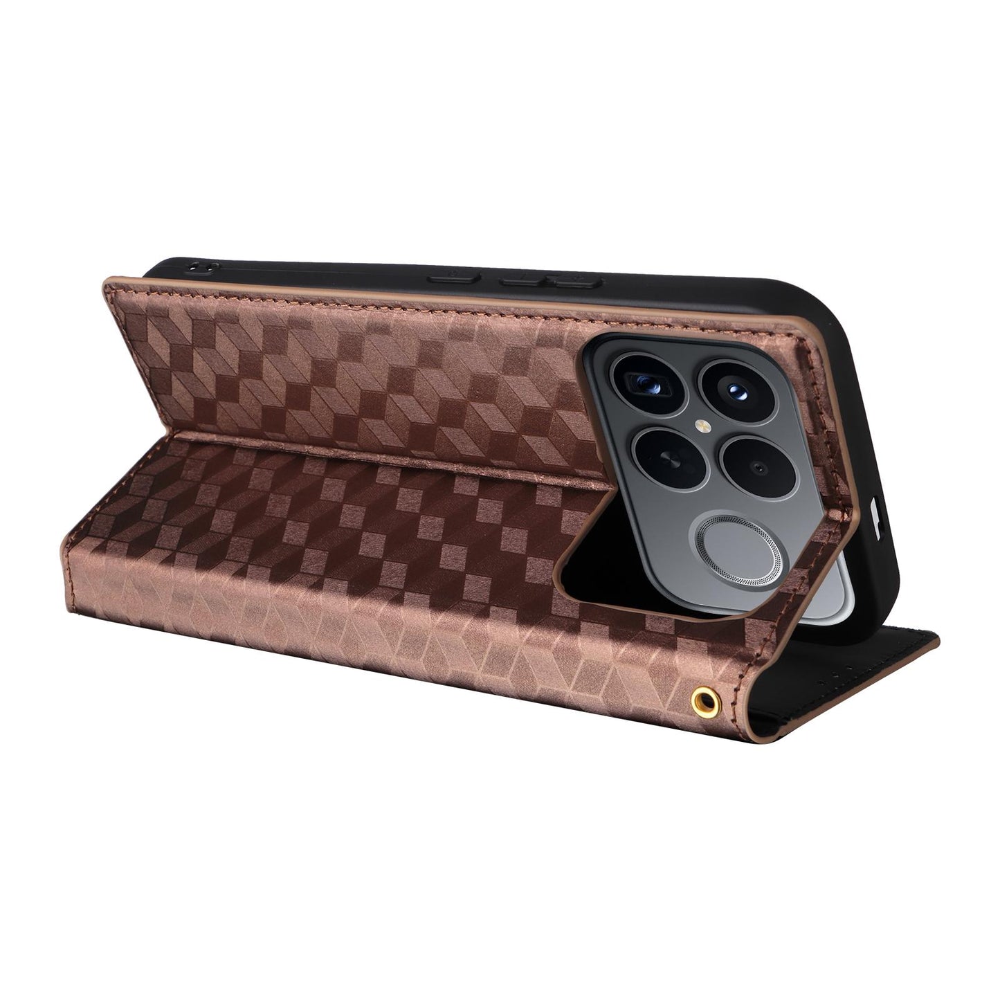 For Redmi K90 Pro Max 5G / Poco F8 Ultra Cubic Grid Texture Flip Leather Phone Case(Brown)