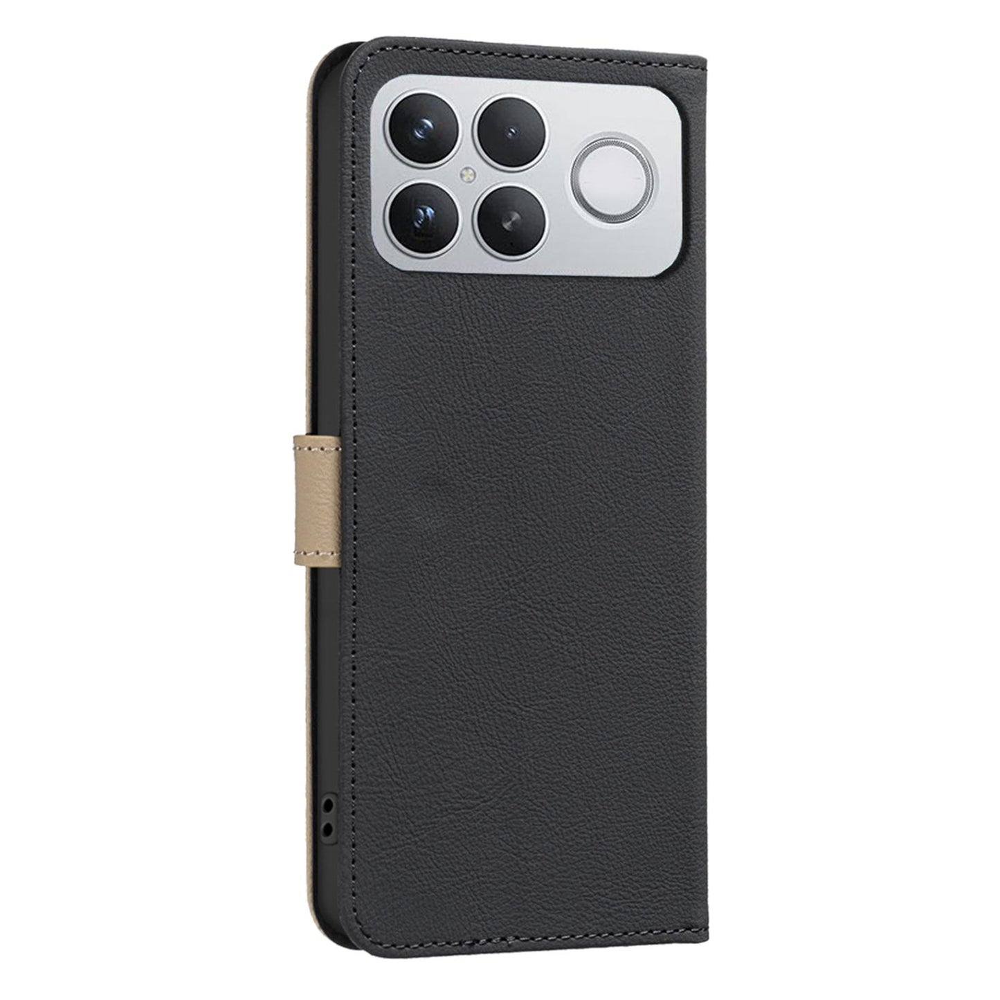 For Redmi K90 Pro Max/Poco F8 Ultra Splicing Color Hollow Flower Pattern RFID Leather Phone Case(Black)