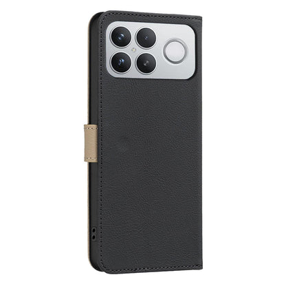 For Redmi K90 Pro Max/Poco F8 Ultra Splicing Color Hollow Flower Pattern RFID Leather Phone Case(Black)